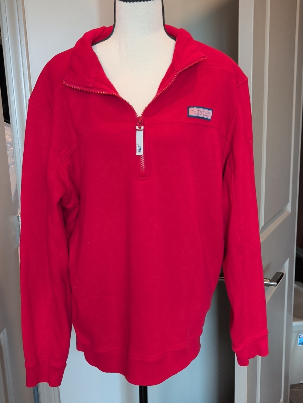 Vineyard Vines Women's Red Quarter-Zip Pullover Sweater